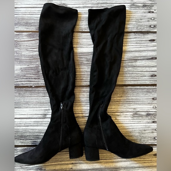 Black Suede Over The Knee Boots - Picture 4 of 4